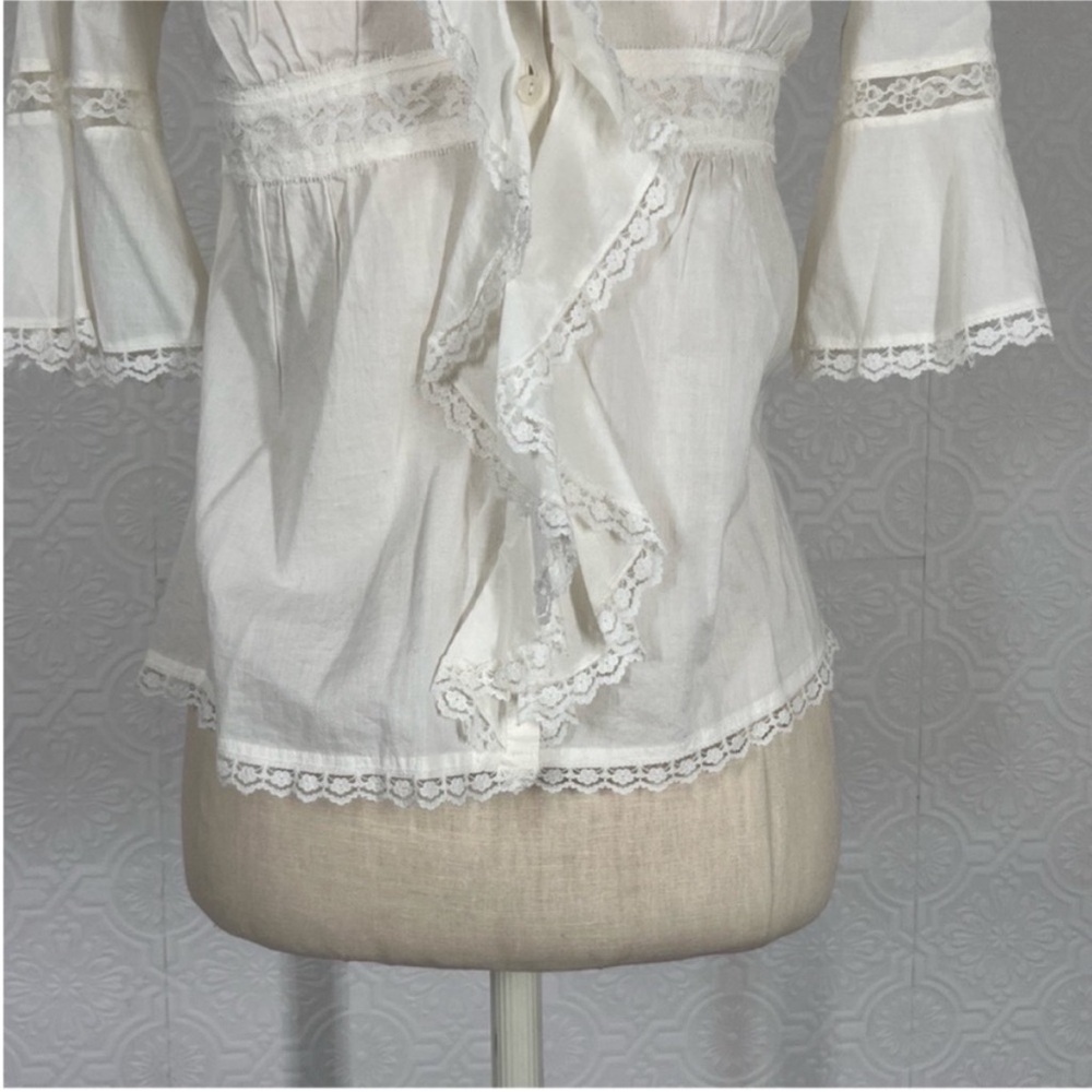 LOFT Cream Ruffled Blouse - Picture 3 of 9